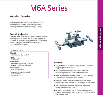 M6A Series - 5 Valve DP Manifolds